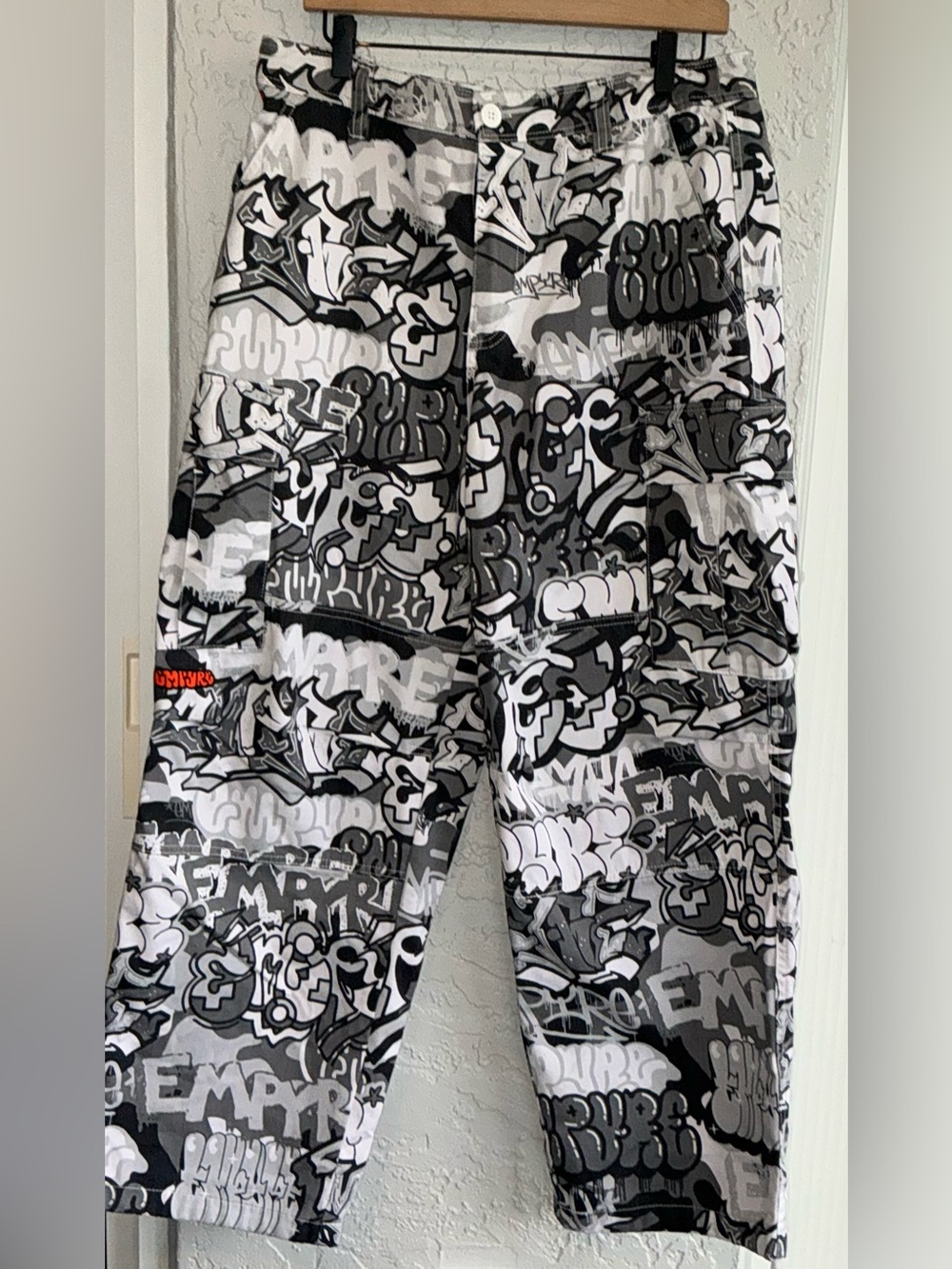 Empyre Black & Gray Graffiti Print Cargo Pants